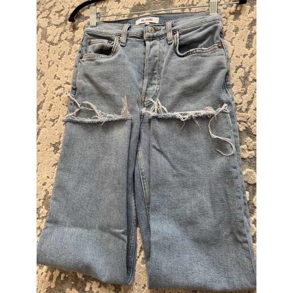 Re/Done‎ - 70s Stove Pipe Jeans Size 24 Stretchy Blue - Picture 9 of 10